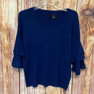 Women’s New Directions Navy Pullover Layered Sleeve Size Large Sweater